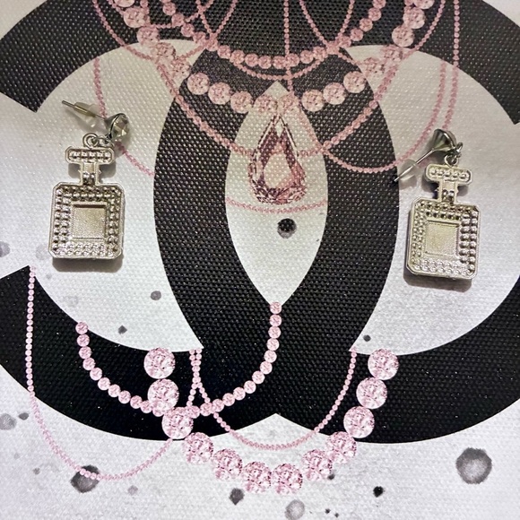 Elegant Silver Perfume Bottle Earrings - Picture 3 of 6